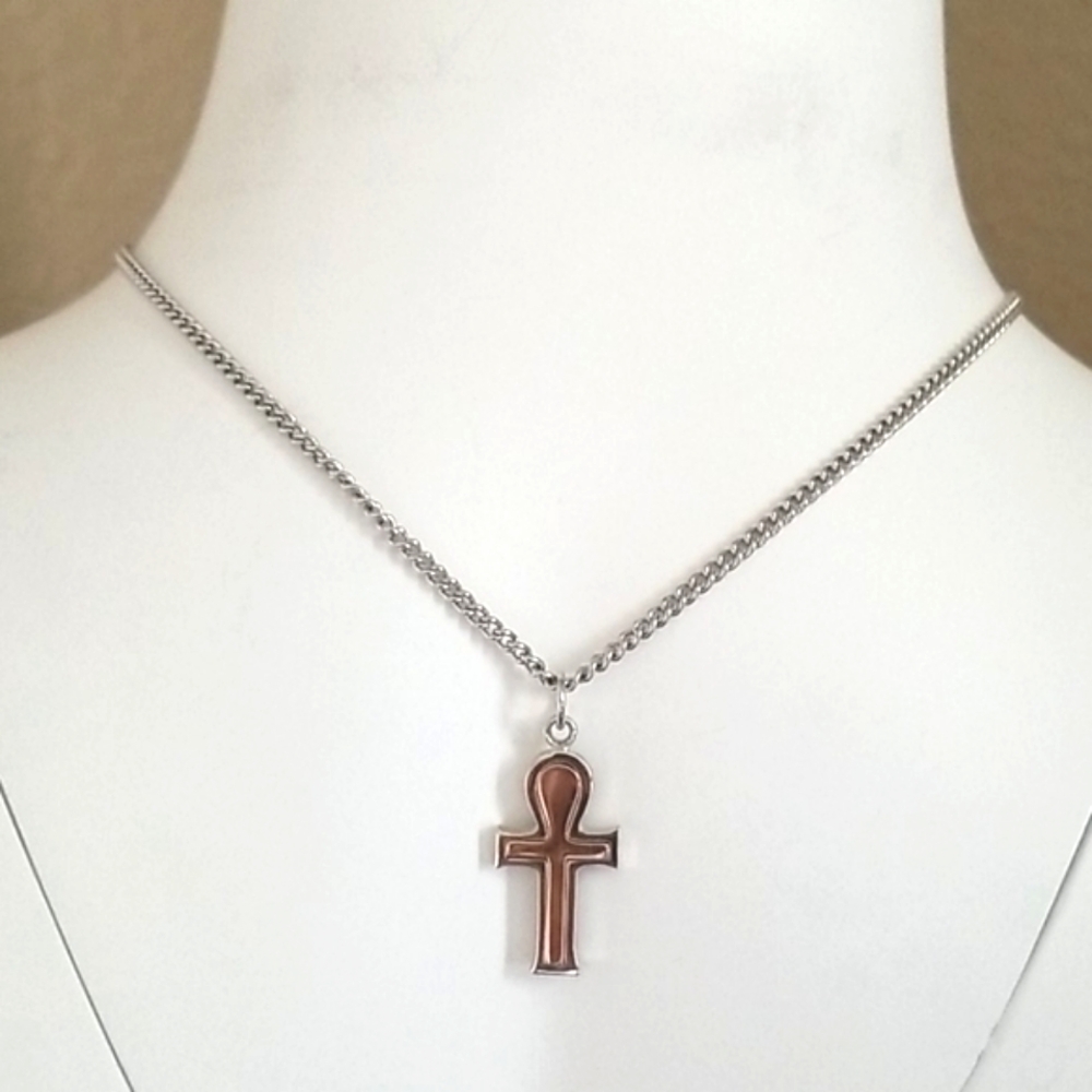 Silver Gold Ankh Cross Necklace